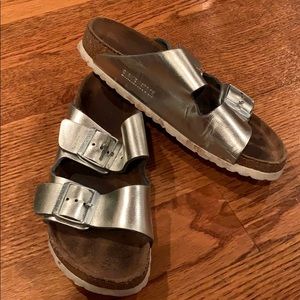 Silver Birkenstocks Size 7